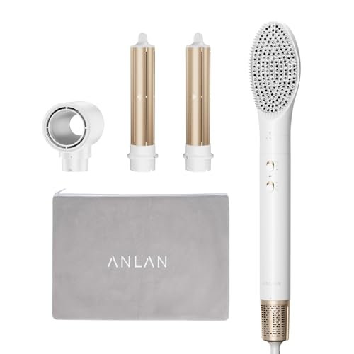 ANLAN Cepillo de pelo 4 en 1 MultiStyle con secador de pelo, cepillo alisador, rizador automático, accesorios para todo tipo de cabello, secador de pelo, cepillos de peinado